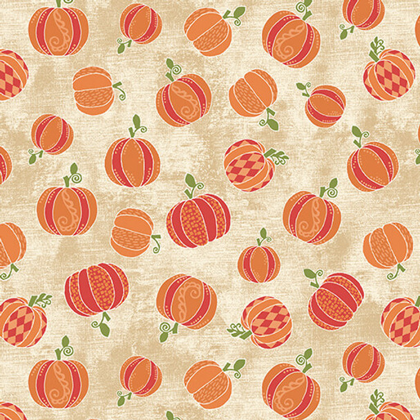 Benartex Hello Pumpkin 16287-70 Pumpkins Tan | Per Half Yard