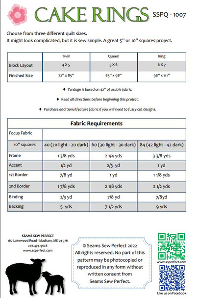 Cake Rings Quilt Pattern |  Great for 5" or 10" Squares | Seams Sew Perfect