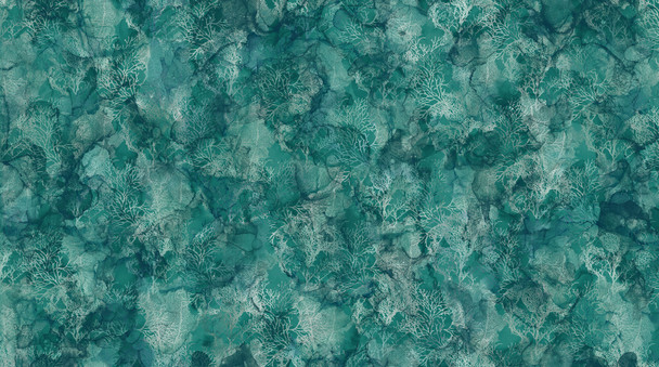 Northcott Sea Breeze DP27100-66 Teal Coral Digital | Per Half Yard