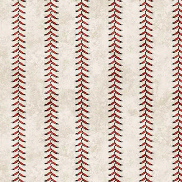 QT Fabrics Bases Loaded 30349-E Beige Baseball Stitch Stripe | Per Half Yard