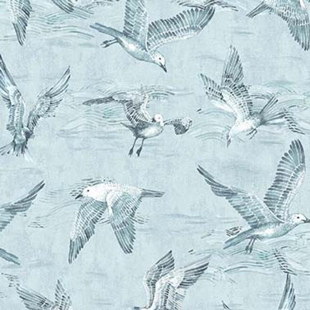 Michael Miller Coastal Living CX11440 Blue Seagull Flock | Per Half Yard