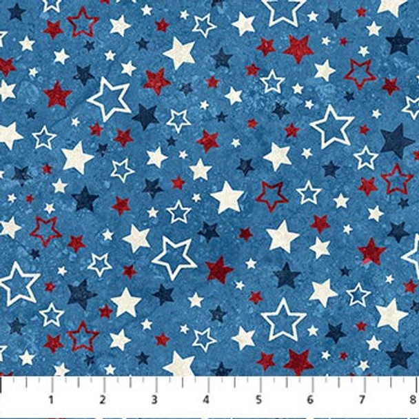 Northcott Stars and Stripes 12 | Stars Blue Multi 27015-44 | Per Half Yard
