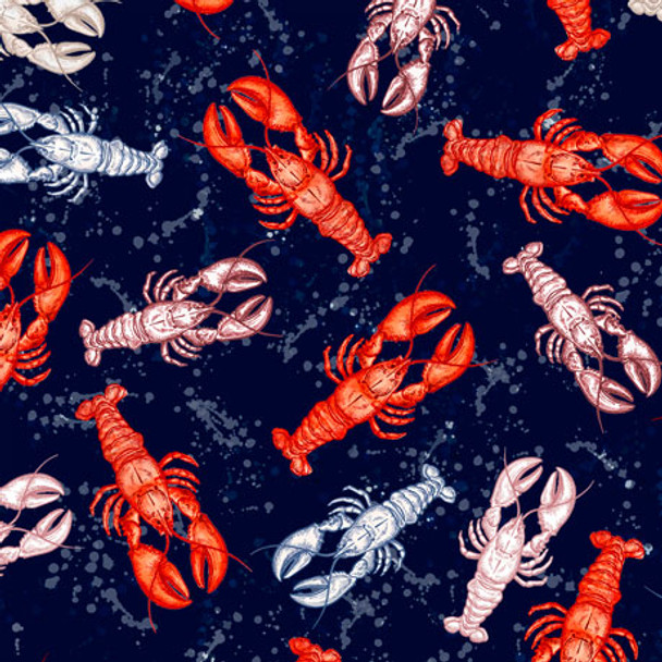 QT Fabrics This & That Lobsters Navy 27249-N | PER HALF YARD