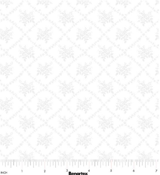 Benartex Classic Keepsakes 14648-09 Rose Trellis White on White | Per Half Yard