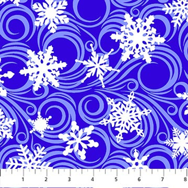 Northcott Big Chill MINKY 60" MK10474-45 Blue with White Snowflakes | Sold By Half-Yard