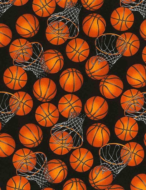 Timeless Treasures GM-C5814 Black Basketball Hoops | Per Half Yard