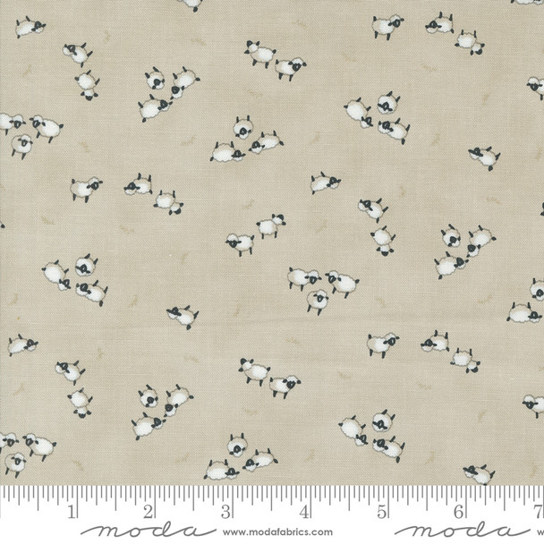 Moda Willows Farm by Deb Strain 56105 12 Mushroom Sheep Barnyard | Per Half Yard