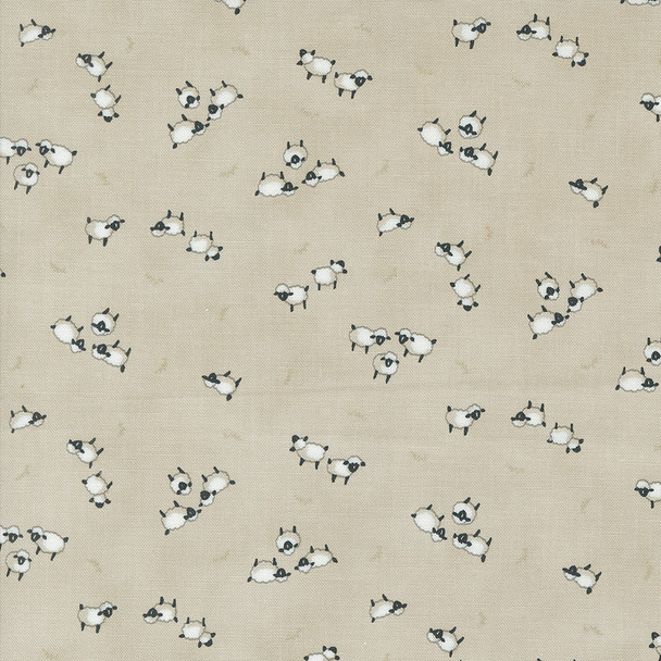 Moda Willows Farm by Deb Strain 56105 12 Mushroom Sheep Barnyard | Per Half Yard