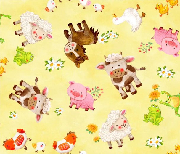Oasis Fabrics Wee Ones Farm Animals Digital Yardage 59-5741 | SOLD BY THE HALF-YARD