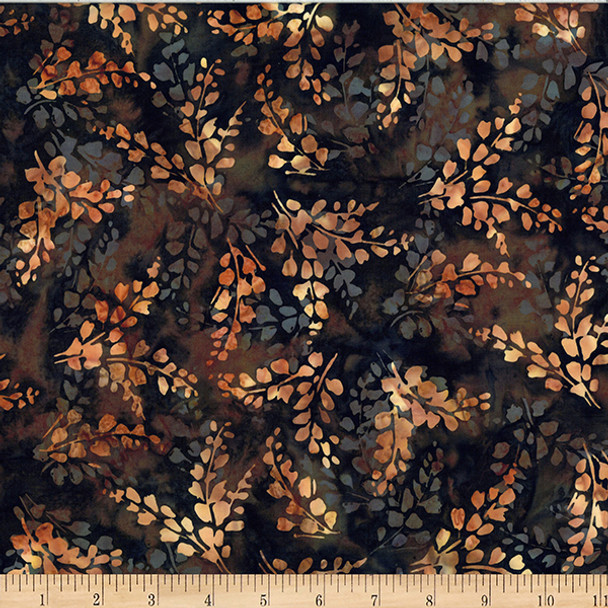 Hoffman Bali Batik W2607-386 Brownie Brown Dotty Leaf |SOLD BY THE HALF-YARD