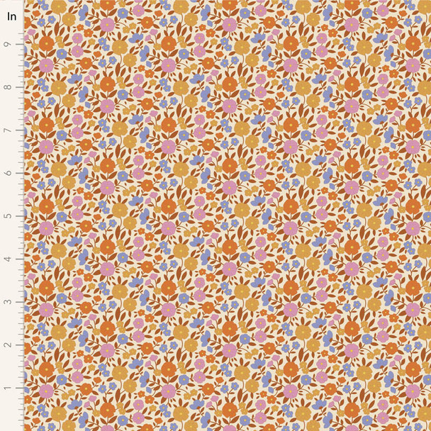 Tilda Wallflower 100616 Janice Caramel Floral | SOLD BY THE HALF