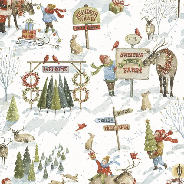 Riley Blake Santa's Tree Farm CD16450 SNOWY Winter Village | SOLD BY THE HALF-YARD