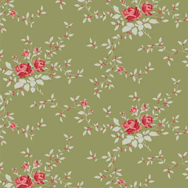 Tilda Merry Little Christmas Blender Noel Moss 110145 | SOLD BY THE HALF-YARD
