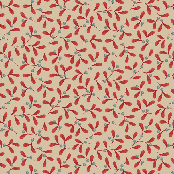 Tilda Merry Little Christmas Mistletoe Red 100623 | SOLD BY THE HALF-YARD