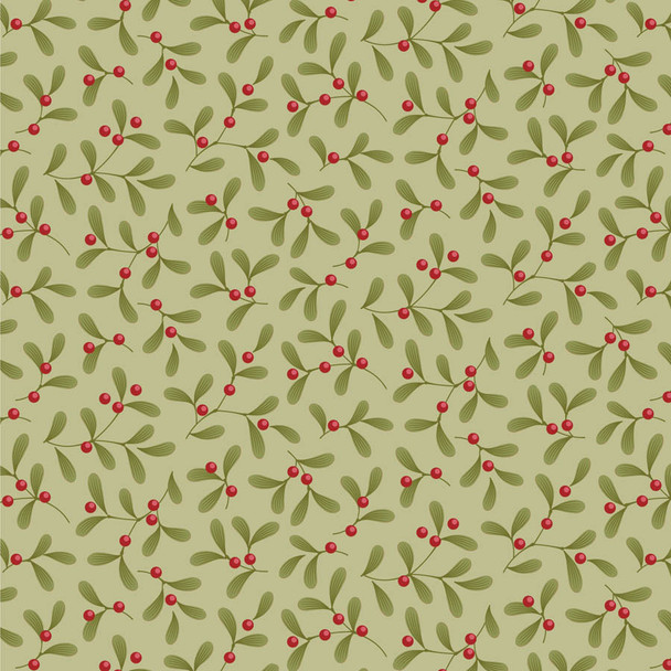 Tilda Merry Little Christmas Mistletoe Pistachio 100633 | SOLD BY THE HALF-YARD