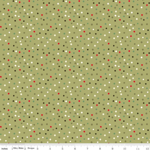 Glisten by Sandy Gervais for Riley Blake C16228 Olive Green Dots | SOLD BY THE HALF-YARD