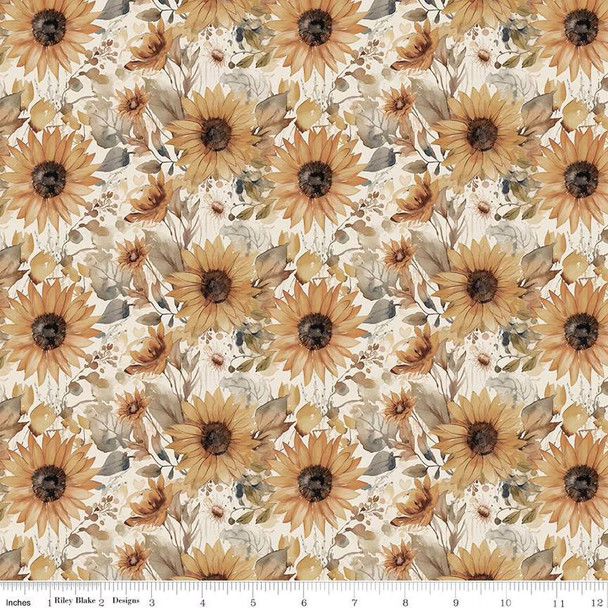 Evening On The Prairie by Modern Prairie | CD16743-CREAM Watercolor Sunflowers Cream Digital | SOLD BY THE HALF-YARD Evening On The Prairie by Modern Prairie | CD16743-CREAM Watercolor Sunflowers Cream Digital | SOLD BY THE HALF-YARD