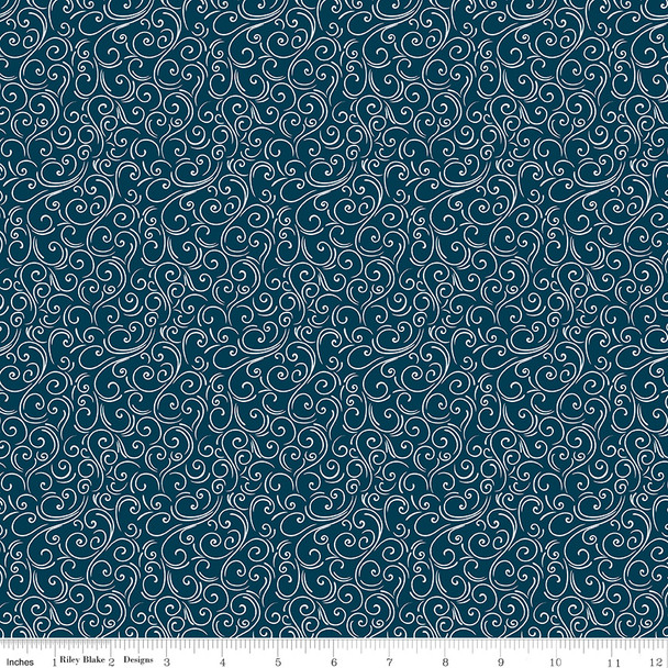 Riley Blake Winter Magic C16366-NAVY Swirls Tonal | SOLD BY THE HALF-YARD