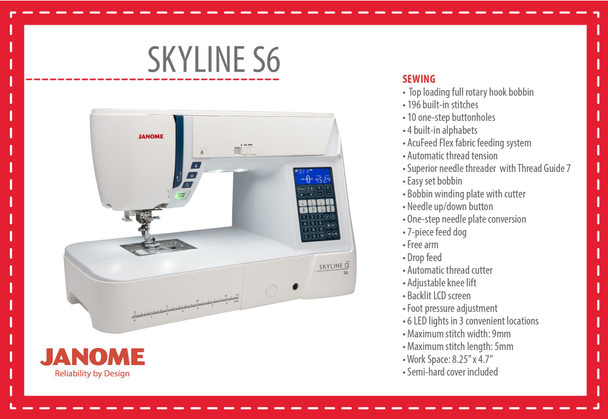 PRE-OWNED Janome Skyline S6 Computerized Sewing Quilting Machine