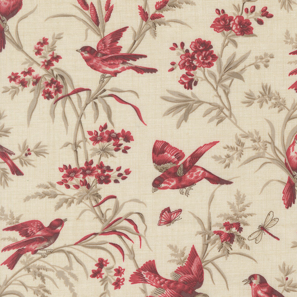 Joie De Vivre 13983 11 Pearl Moineau Floral Birds by French General for Moda Fabrics | SOLD BY THE HALF-YARD