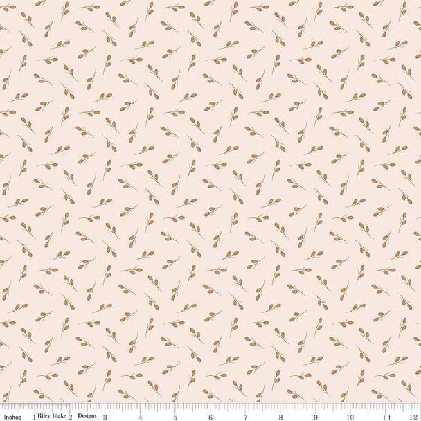 Riley Blake Threads of Grace C16823 Toss Latte Floral Buds | SOLD BY THE HALF-YARD
