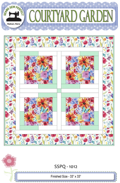 Courtyard Garden Quilt Pattern from Seams Sew Perfect - 33x33 Fat Quarter / Eighth Friendly