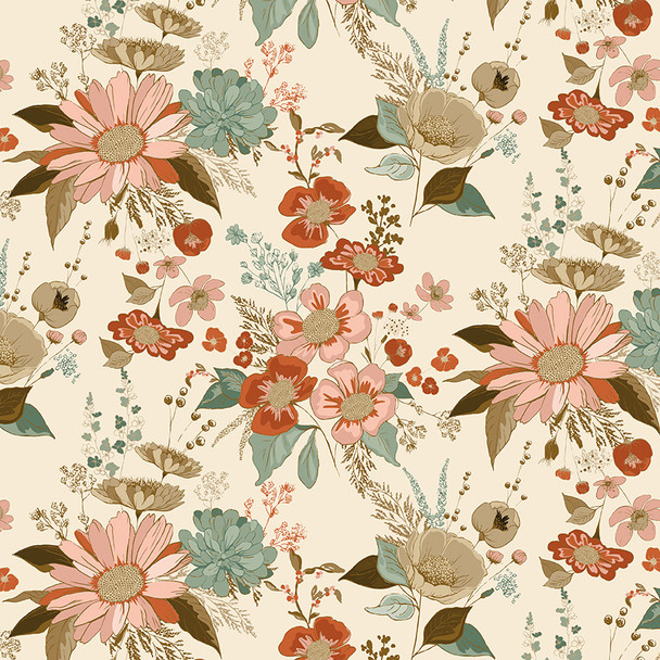 Riley Blake Morning Latte by Sandy Gervais C16920 Latte Lg Floral | SOLD BY THE HALF-YARD
