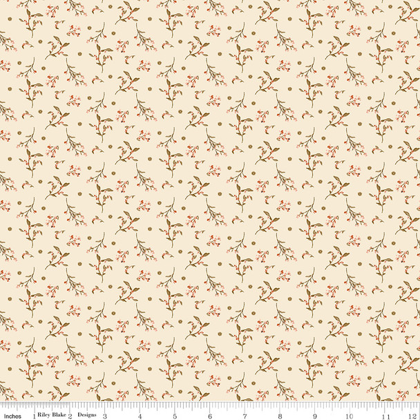 Riley Blake Morning Latte by Sandy Gervais C16925 Latte Berries Vine | SOLD BY THE HALF-YARD