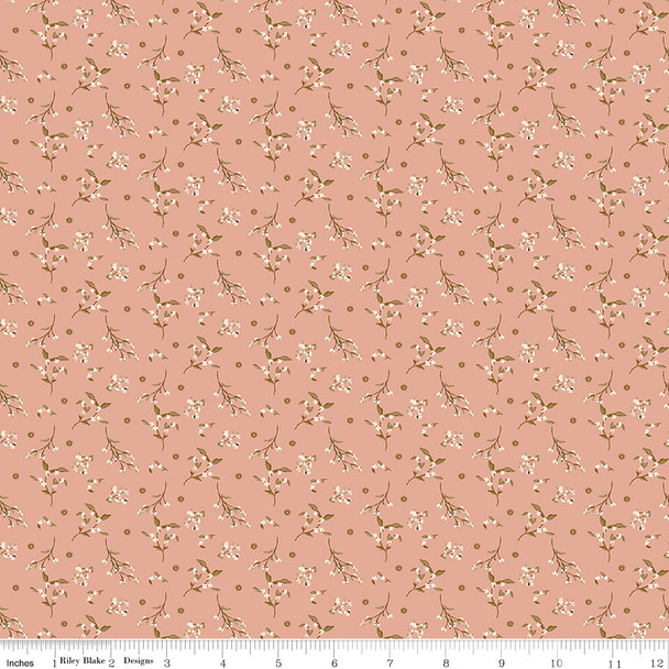 Riley Blake Morning Latte by Sandy Gervais C16925 Pink Berries Vine | SOLD BY THE HALF-YARD