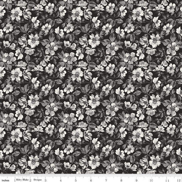 Riley Blake Ink & Ivory C16911 Ink Floral | SOLD BY THE HALF-YARD