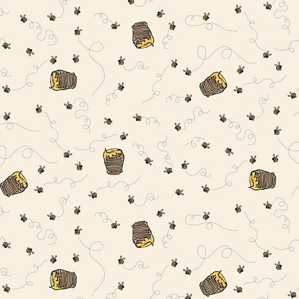 Riley Blake Winnie The Pooh C17004 Cream Bees Cream | SOLD BY THE HALF-YARD