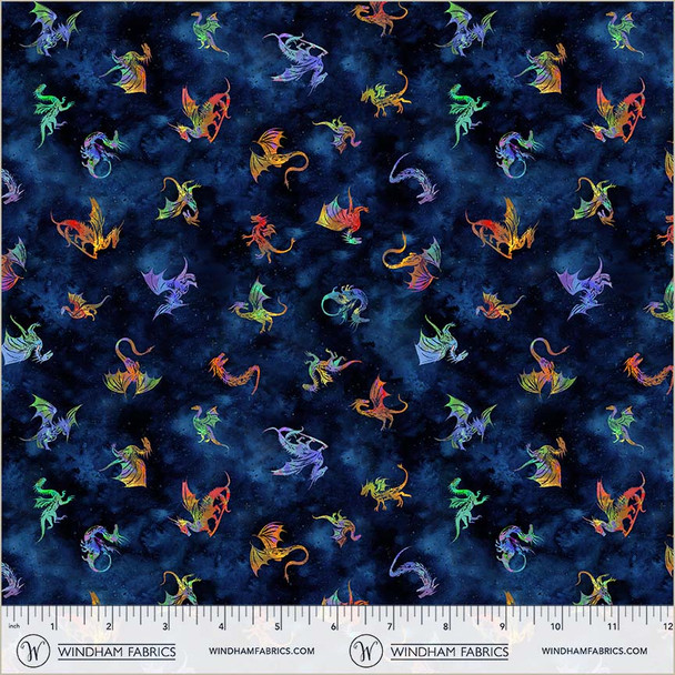 Windham Fabrics Dragon Kingdom 54808D-1 Midnight Take Flight | SOLD BY THE HALF-YARD