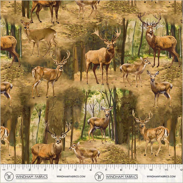 Windham Fabrics Wildlife 55030D-1 Distinguished Deer Grove | SOLD BY THE HALF-YARD
