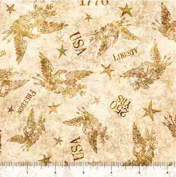 QT Fabrics 1776 31664-E Tonal American Eagle Ecru Cream  SOLD BY THE HALF-YARD