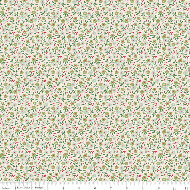 Riley Blake - Farmer's Daughter by Lori Holt C17171 SAGE Floral | SOLD BY THE HALF-YARD