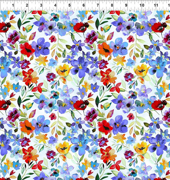 In The Beginning - Blooming Day & Night 2BDN-2 Garden Blue Floral | SOLD BY THE HALF-YARD