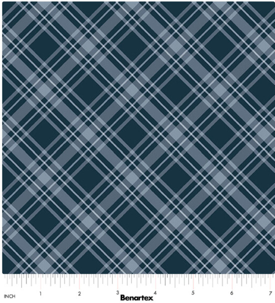 Benartex Coastal Escape 15027-57 Maritime Plaid Dark Blue | SOLD BY THE HALF-YARD