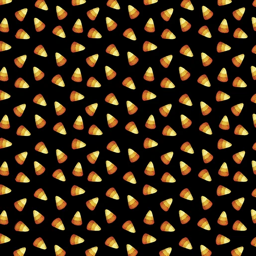 Benartex Ghostly Soiree  15100-12 Sweet Candy Corn Black Halloween | SOLD BY THE HALF-YARD