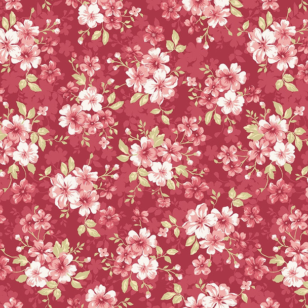 Elizabeth by Studio E - 8869-81 Pomegranate Floral | SOLD BY THE HALF-YARD