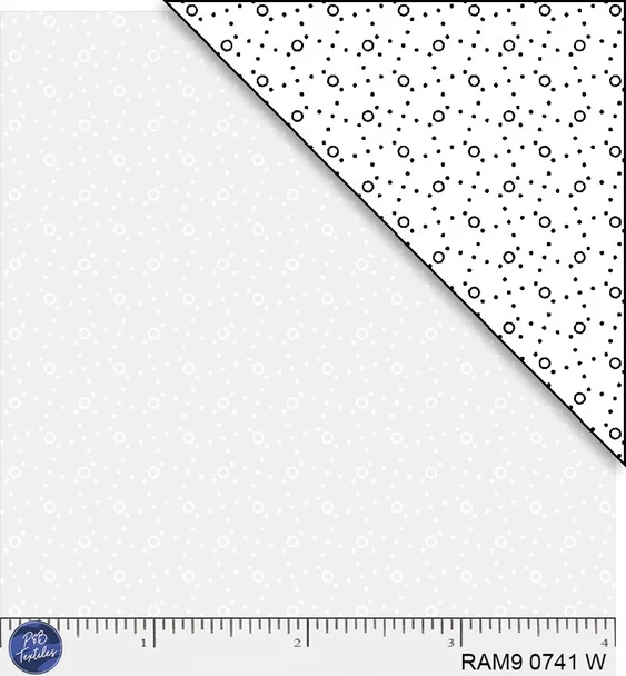 P&B Ramblings 9 Geometric Dots Circles RAM9 741W White on White | SOLD BY THE HALF-YARD