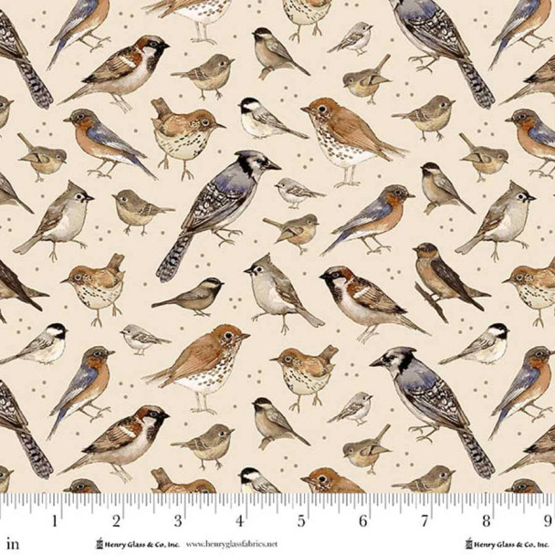 Whimsical Woods 2331-44 Beige Birds Allover by Henry Glass| SOLD BY THE HALF-YARD