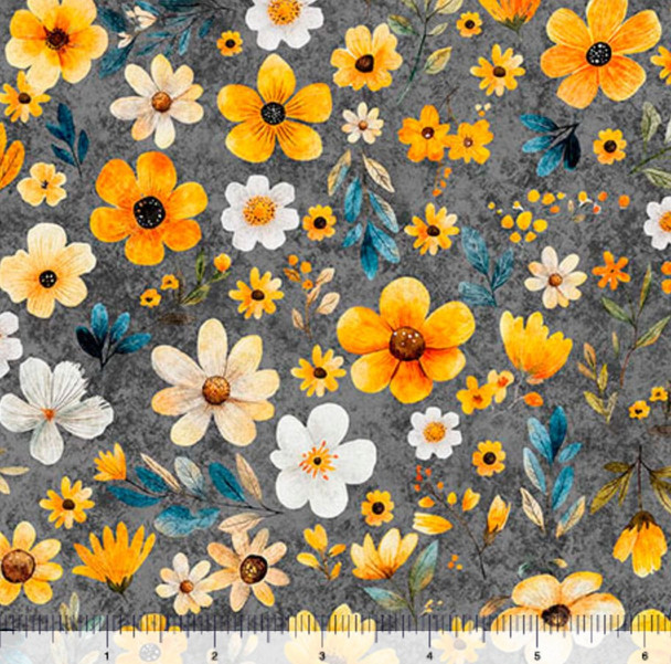 QT Fabrics Buzz Buzz Buzz 31704-K Dk Juniper Floral Toss | SOLD BY THE HALF-YARD