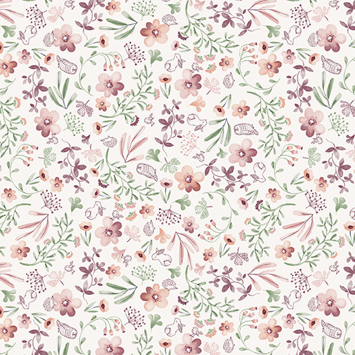 Sweet Meadow by Benartex 15046-07 Wildflower Meadow Cream Floral | SOLD BY THE HALF-YARD