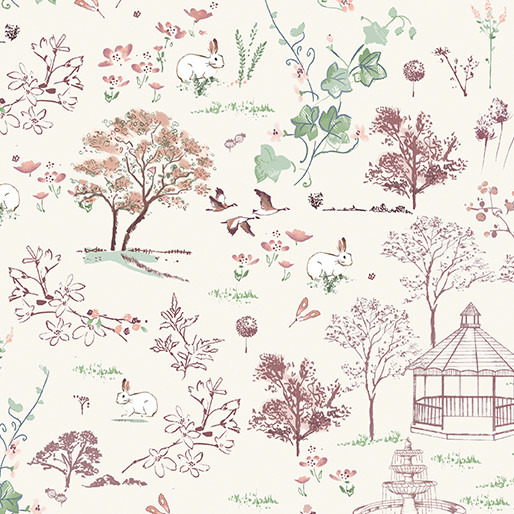 Sweet Meadow by Benartex 15040-07 Gazebo Garden Cream | SOLD BY THE HALF-YARD