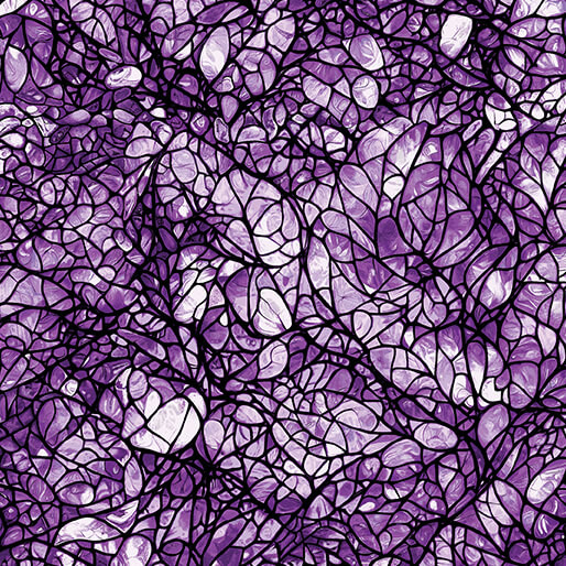 Cat Artistry by Peggy Collins for Benartex 16736-66 Glassine Purple Stained Glass | SOLD BY THE HALF-YARD