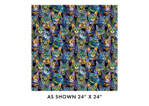 Cat Artistry by Peggy Collins for Benartex 16734-99 Cat Artistry Portraits Multi | SOLD BY THE HALF-YARD