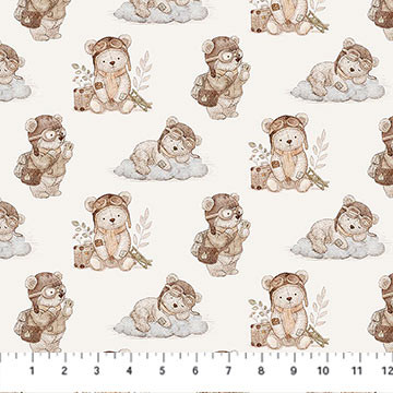 Figo Soaring Dreams 91239-12 Cream Bears Dreaming Traveling | SOLD BY THE HALF-YARD