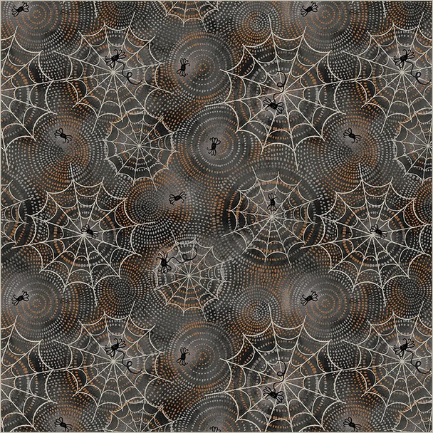 Windham Midnight Hollow 55304-7 Spider Maze Soot Black Halloween | SOLD BY THE HALF-YARD