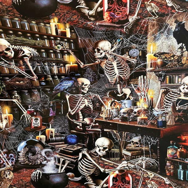 Timeless Treasures Wicked Willow Spooky Apothecary WICKED-CD3639 Multi Skeltons Potions | SOLD BY THE HALF-YARD