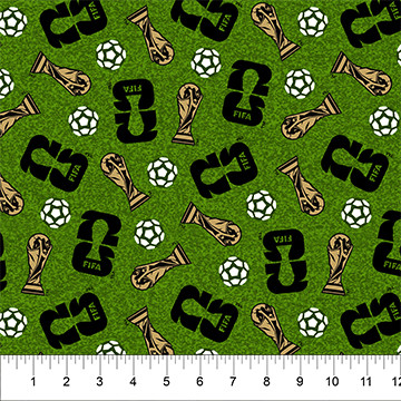 FIFA World Cup 2026 Officially Licensed Fabric | OUR GAME 126-75 Trophy Dark Green by Northcott | SOLD BY THE HALF-YARD